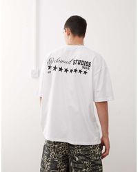 Reclaimed (vintage) - Camiseta Blanca De Corte Cuadrado Extragrande Con Estampado Gráfico En La Espalda De -Negro - Lyst