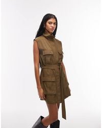 ASOS - Utility Style Mini Dress With Tie Waist - Lyst