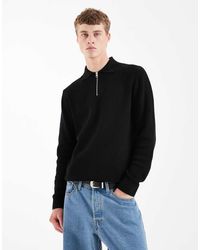 Jack & Jones - Premium Long Sleeve Knitted Polo With Quarter Zip - Lyst