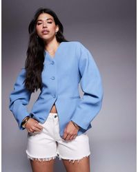 River Island - Puff Sleeve Tailored Blazer - Lyst