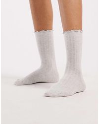 Vero Moda - Ribbed Frill Socks - Lyst