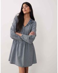 Nobody's Child - Sienna Cotton Scallop Eged Embroidered Collar Button Front Mini Dress - Lyst