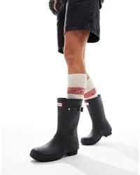 HUNTER - Botas De Agua Cortas Negras Con Logo Tricolor Original De - Lyst