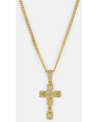 CERNUCCI - Iced Gemstone Cross Cuban Necklace - Lyst