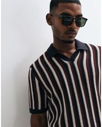 Only & Sons - Relaxed Fit Crochet Knitted Polo - Lyst