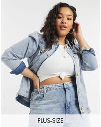 River Island Puff Shoulder Denim Jacket - Blue