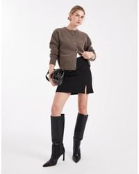 Pieces - Tailored Notch Front Mini Skirt - Lyst