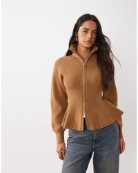 Gina Tricot - Wool Shaped Knitted Zip Through Cardigan - Lyst