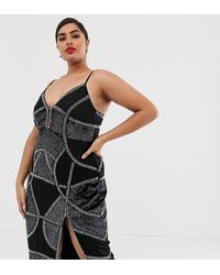 asos design sexy pencil midi dress with embellished panels