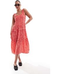 Vero Moda - – gesmoktes midi-trägerkleid mit em print - Lyst