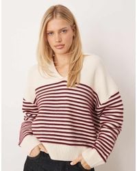 Mango - V Neck Knitted Polo Top - Lyst
