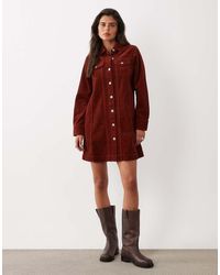 Nobody's Child - Sheena Cord Spread Collar Button Down Shirt Dress - Lyst