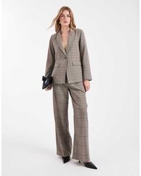 New Look - Geruite Broek Met Wijde Pijpen - Lyst