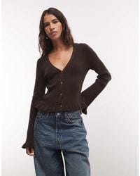 Monki - Exclusive Fluted Sleeve Frill Cardigan - Lyst