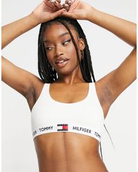 Tommy Hilfiger Cotton Logo Strap Bralette in White | Lyst