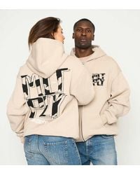 Multiply Apparel - Sudadera Color Topo Extragrande Con Capucha Y Cremallera Strong De -Neutro - Lyst