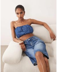 ASOS - Denim Bubble Bandeau Top Co-Ord - Lyst