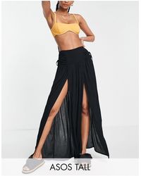 ASOS Tall Crinkle Shirred Waist Maxi Skirt With Ruched Sides - Black