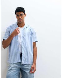 SELECTED - Gestreept Poplin Overhemd Met Korte Mouwen - Lyst