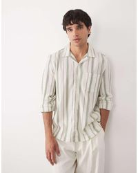 ASOS - Regular Fit Revere Stripe Textured Shirt - Lyst