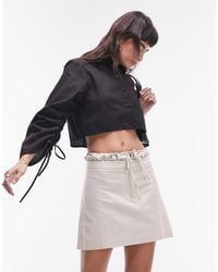 TOPSHOP - Ruched Sleeve Poplin Crop Shirt - Lyst