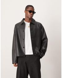 ASOS - – hochwertige harrington-jacke aus echtem leder - Lyst