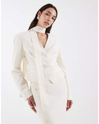ASOS - Getailleerde Blazer Met Brede Schouders En Sjaaldetail - Lyst