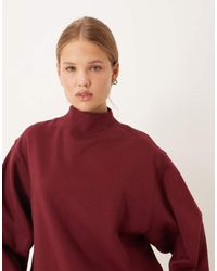 ASOS - Funnel Neck Sweatshirt With Rib Panel Detail - Lyst