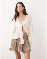 New Look - Geruite Minirok Met Gesmokt Paneel En Gingham Ruit - Lyst