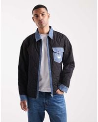 HUGO - Ebey Denim Trim Quilted Relaxed Fit Shirt Jacket - Lyst