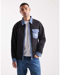 HUGO - Ebey Denim Trim Quilted Relaxed Fit Shirt Jacket - Lyst