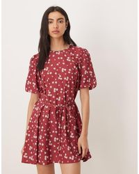 Wednesday's Girl - Short Sleeve Tie Waist Mini Dress - Lyst
