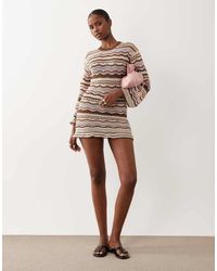 Kiwi & Co - Walking On Sunshine Crochet Flare Sleeve Mini Beach Dress - Lyst