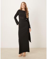 Pretty Lavish - Boat Neck Lace Cut-out Bow Detail Maxi Dress - Lyst