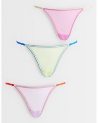 ASOS - 3 Pack Sheer Mesh Tanga Thong With Contrast Trim - Lyst