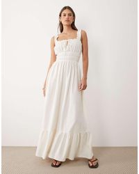 Miss Selfridge - Seersucker Shirred Detail Maxi Dress - Lyst