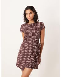 ASOS - Cap Sleeve Tie Wrap Front Mini Dress - Lyst