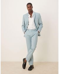 ASOS - Linen Look Slim Suit Trousers With Front Pleat - Lyst