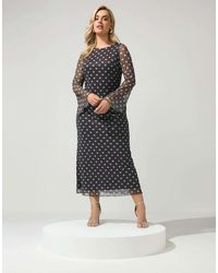 Yours Clothing - Polka Dot Mesh Maxi Dress - Lyst