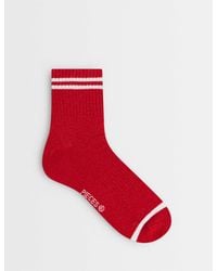 Pieces - Sporty Stripe Glitter Socks - Lyst