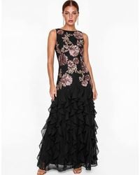 Maya - Embellished Waterfall Ruffle Sleeveless Maxi Dress - Lyst