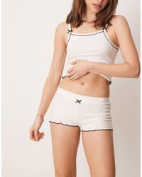 ASOS - Mix & Match Rib Pyjama Short With Bow - Lyst
