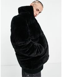 ASOS Faux Fur Puffer Jacket - Black