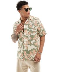 ASOS - Camisa Holgada Con Estampado Neutro Y Solapas De Tejido Texturizado De - Lyst