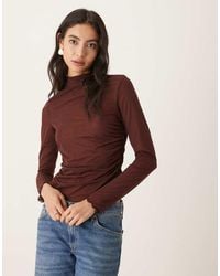 ASOS - High Neck Mesh Semi Sheer Long Sleeve Top - Lyst