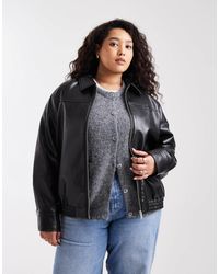 Vero Moda - Blouson harrington en similicuir zippé sur le devant - Lyst