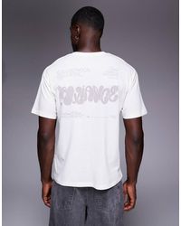 ADPT - T-Shirt Oversize Crema Con Stampa "Alliance" Sul Retro - Lyst