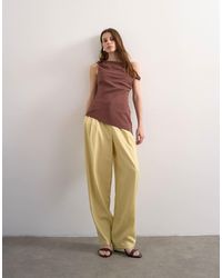TOPSHOP - Linen Blend Barrel Leg Pants - Lyst