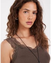 Pieces - V-neck Lace Trim Singlet - Lyst
