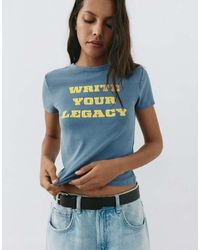Pull&Bear - Regular Fit Crackled Graphic T-Shirt - Lyst